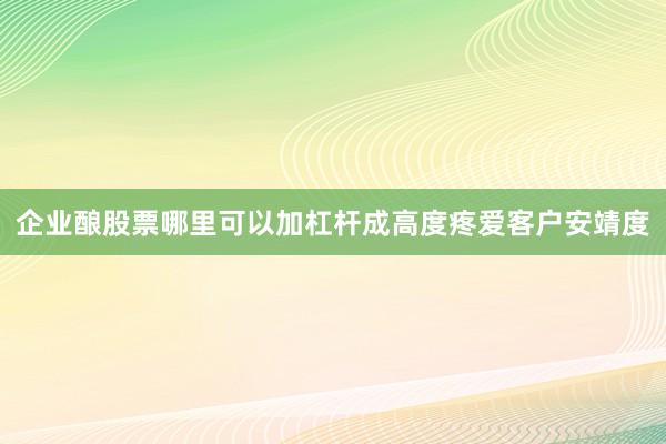企业酿股票哪里可以加杠杆成高度疼爱客户安靖度