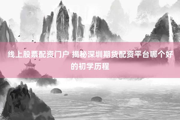 线上股票配资门户 揭秘深圳期货配资平台哪个好的初学历程