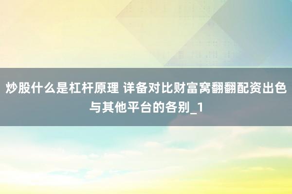 炒股什么是杠杆原理 详备对比财富窝翻翻配资出色与其他平台的各别_1
